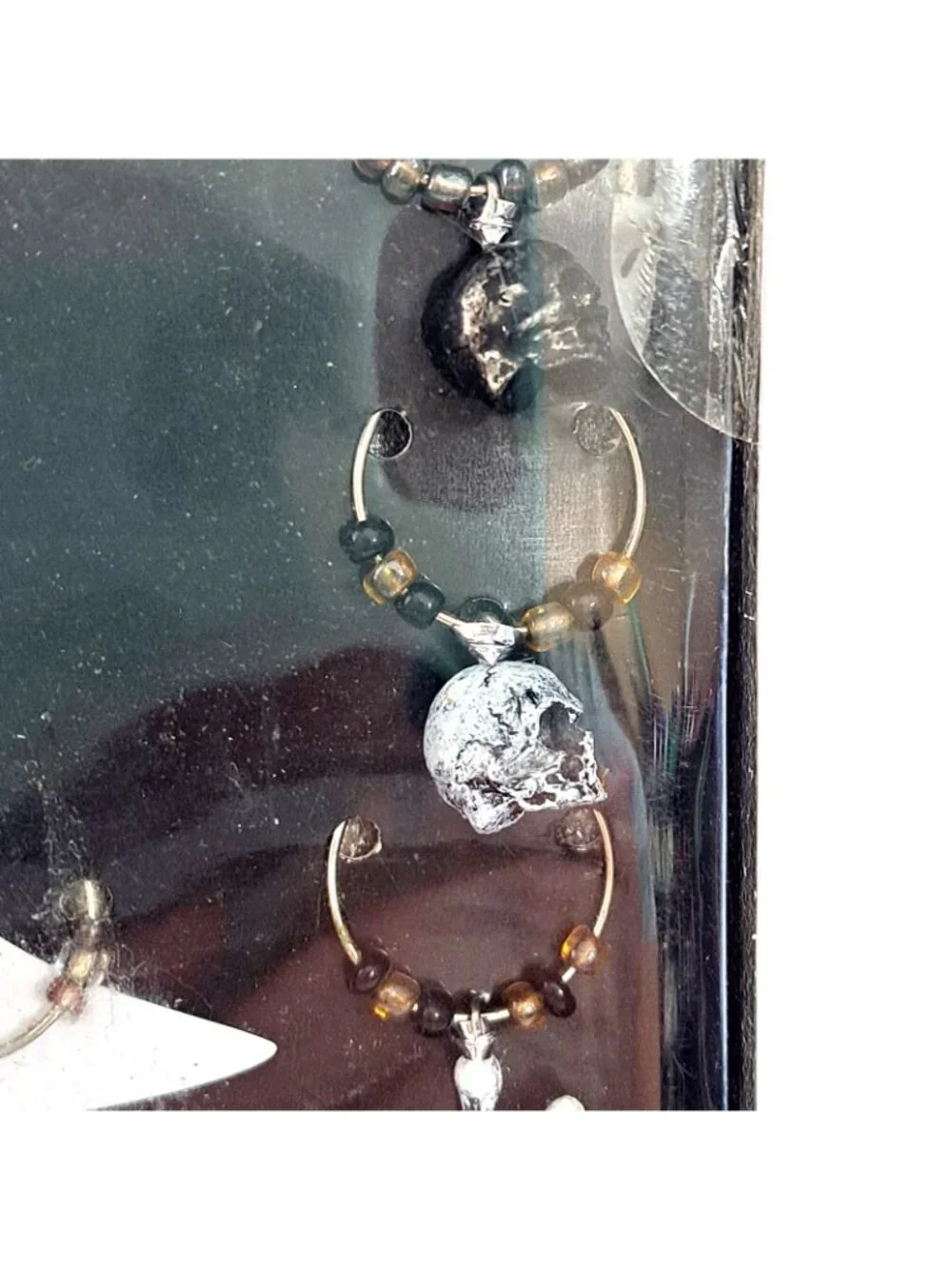 Boston Warehouse The Bone Collector Set of 6 Wine Charms  Halloween  Unused